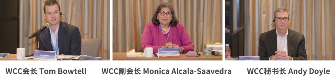WCC會長 Tom Bowtell  WCC副會長 Mo<i></i>nica Alcala-Saavedra  WCC秘書長 Andy Doyle